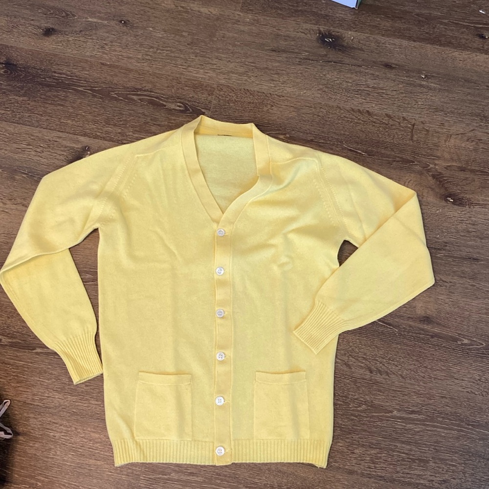 Vintage Brooks Brothers Yellow Cashmere Sweater Size Medium
